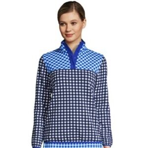Draper James x Lands End womens size 2XL 1/4 snap pullover sweatshirt gingham